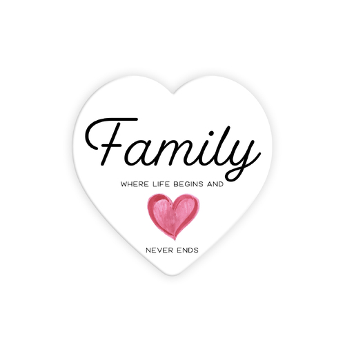 Heartshape Ceramic Coaster - Family