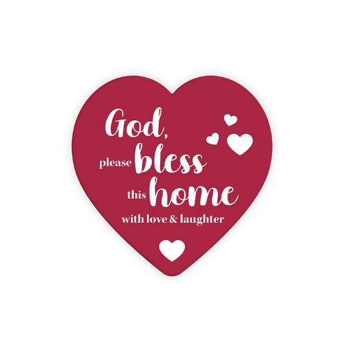 Heartshape Ceramic Coaster - God Bless Home