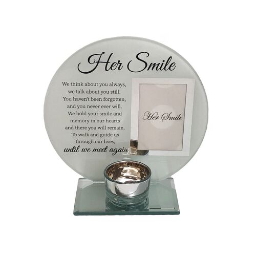 Glass Photo Frame with Tea Light Holder - Her Smile