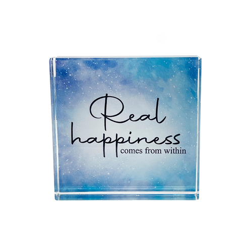 Crystal Affirmation Block - Real Happiness..