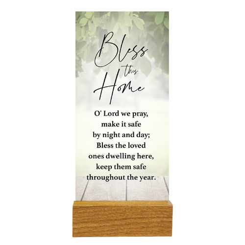 Precious Glass Plaque w/Stand - Bless This Home