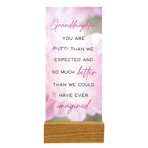 Precious Glass Plaque w/Stand - Granddaughter