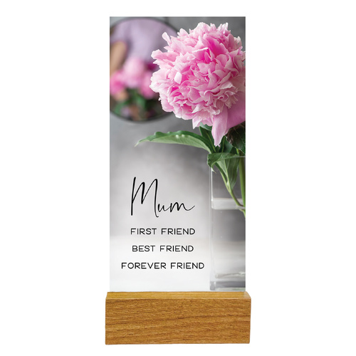 Precious Glass Plaque w/Stand - Mum