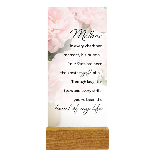 Precious Glass Plaque w/Stand - Mother