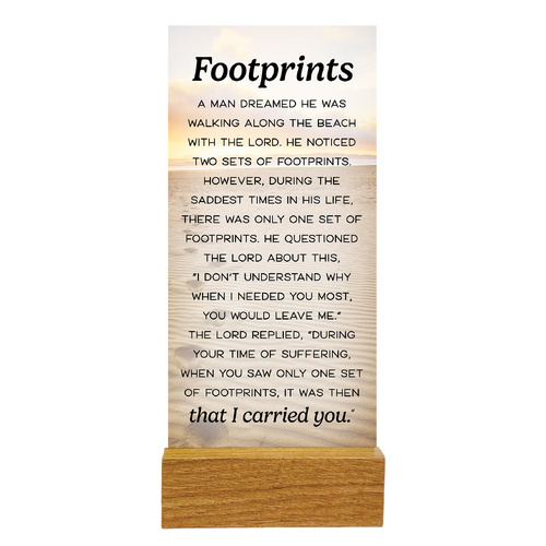 Precious Glass Plaque w/Stand - Footprints