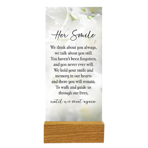 Precious Glass Plaque w/Stand - Her Smile