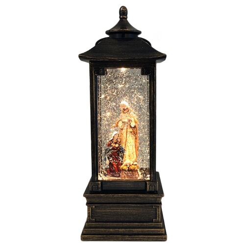 Water Lantern Holy Family Bronze - Light Up - 290 x 100mm