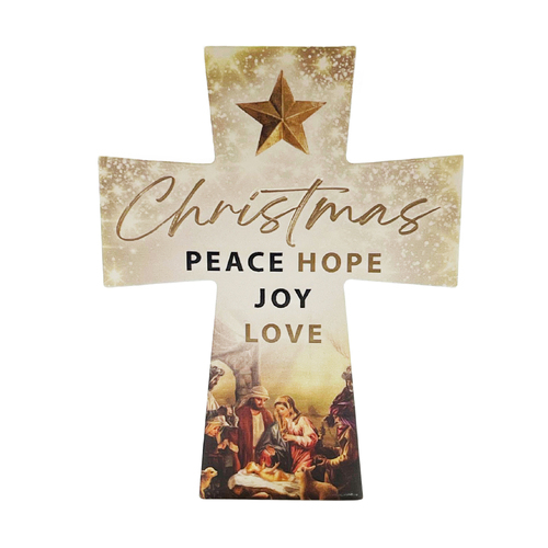 Ceramic Cross - Christmas Peace Hope Joy Love
