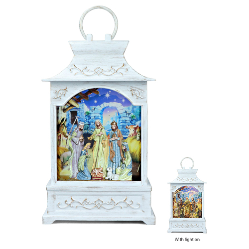 Water Lantern Nativity w/picture - Light Up - 280 x 165 x 90mm