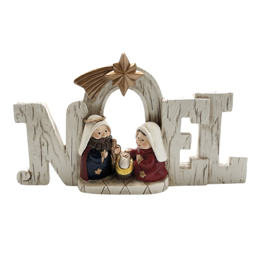 Nativity Resin Holy Family w/ Noel - 110 x 20 x 75mm