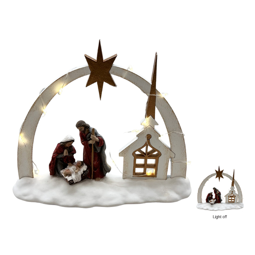 Nativity Scence W/Stable & Light