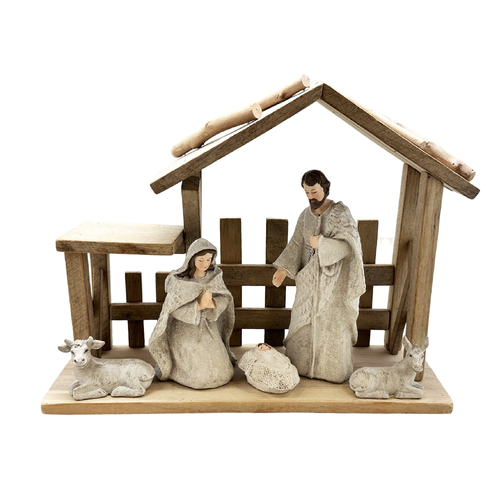 Nativity Scence W/Stable - 5 Pieces