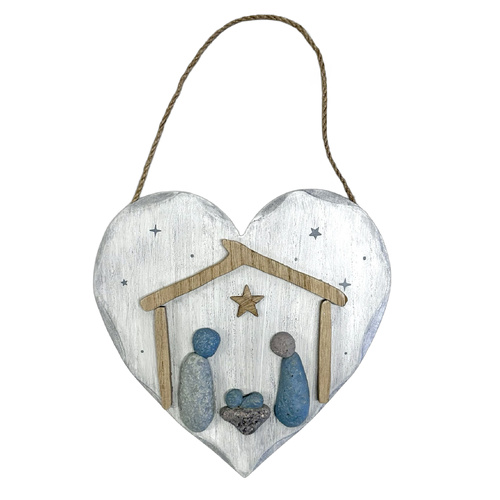 Nativity Love Heart Plaque
