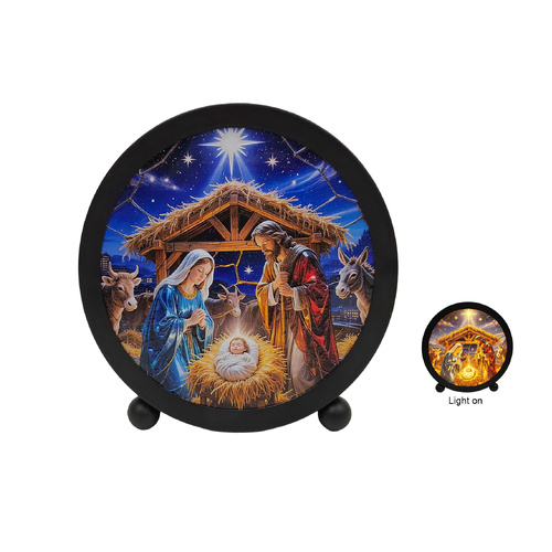 LED Round Nativity Plaque