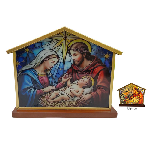 LED Shed Shaped Nativity Plaque