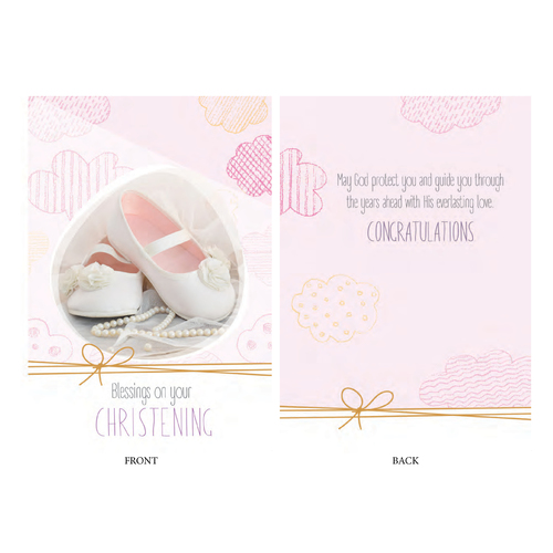 Christening Cards Pink Booties