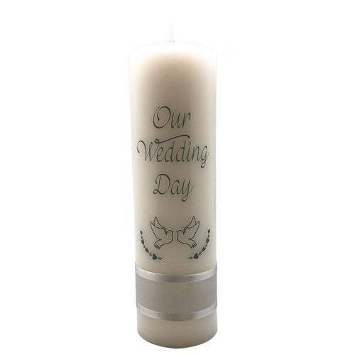 Wedding Candle Boxed - Silver