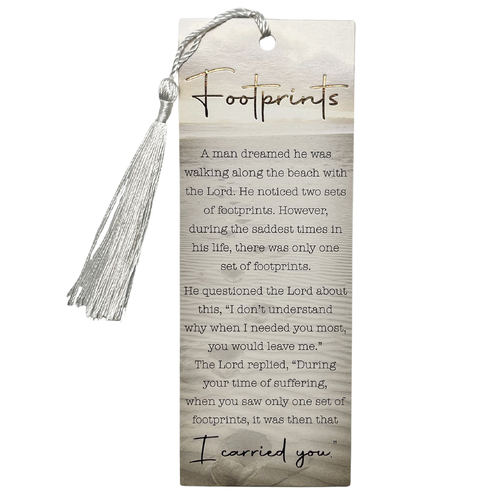 Bookmark Laminated w/tassel - Footprints