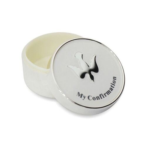 Confirmation Rosary Box - Silver Enamel