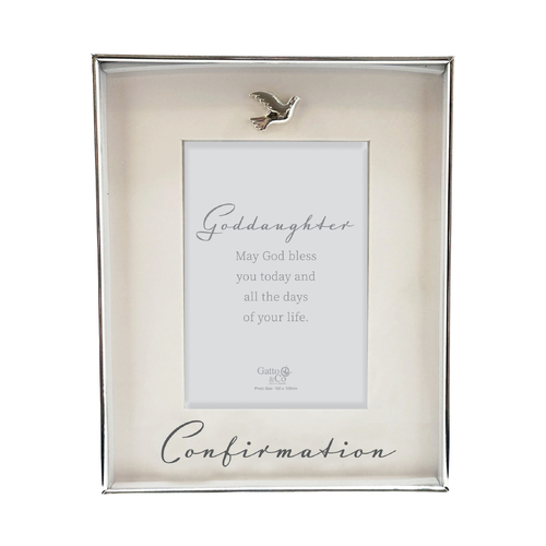 Silver Confirmation Photo Frame w/Motiff - Goddaughter