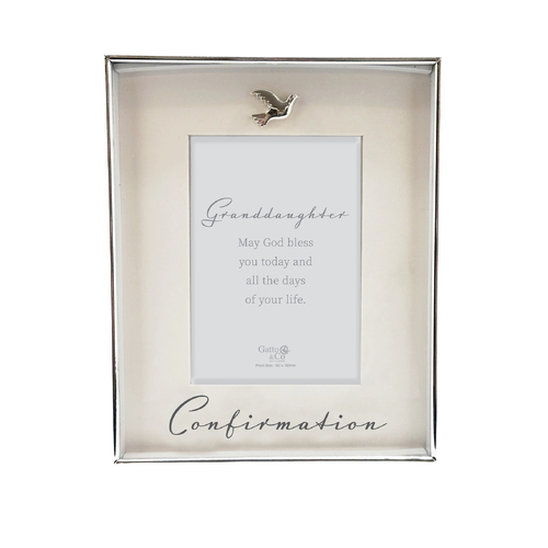 Silver Confirmation Photo Frame w/Motiff - Granddaughter
