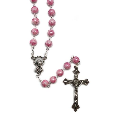 Glass Rosary Pink