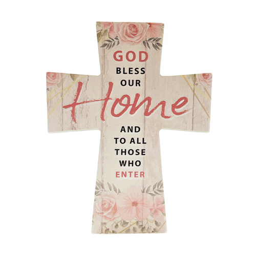 Ceramic Cross - God Bless Our Home