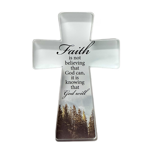 Glass Standing Cross - Faith
