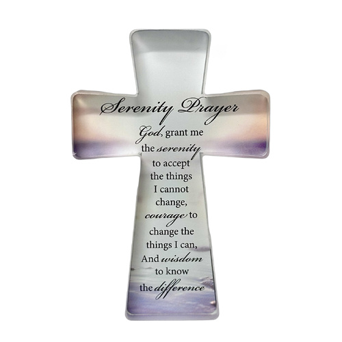 Glass Standing Cross - Serenity Prayer