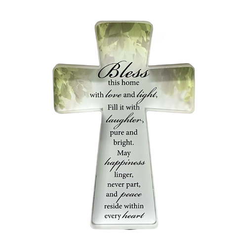 Glass Standing Cross - Bless This House