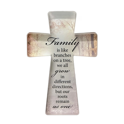 Glass Standing Cross - Family