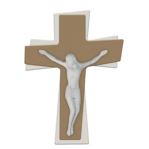 Crucifix Shaped Wood w/Resin Corpus