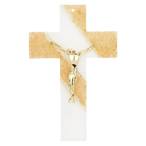 Murano Glass Crucifix w/Sahara Gold Corpus