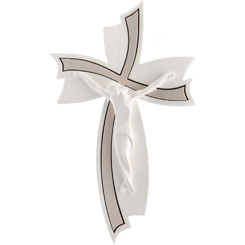 Bow Beige Resin Crucifix - Large