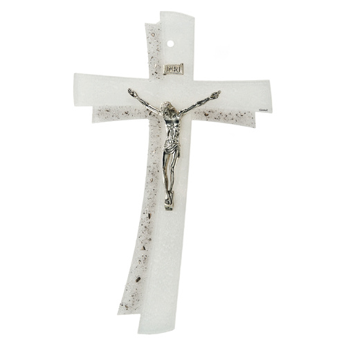 Murano Mosaic Glass Crucifix w/Silver Corpus