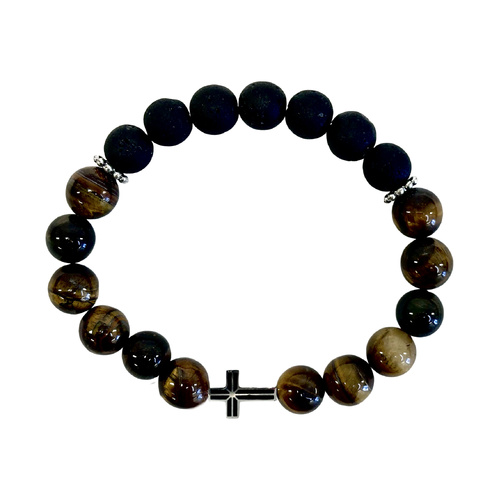 Bracelet Multi-Stone w/Cross