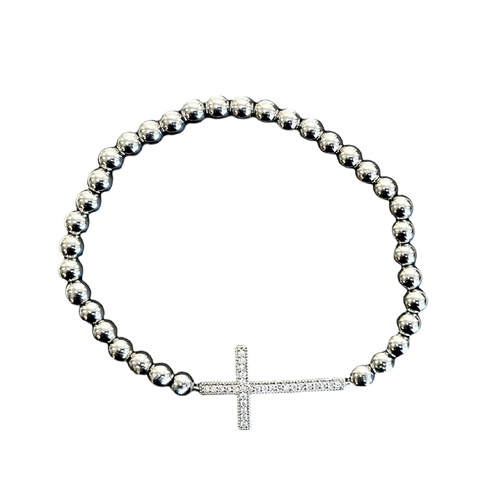 Bracelet Stainless Steel w/Cross