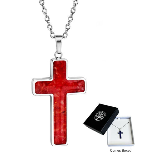 Gift of Faith Necklace with Red Agate Cross
