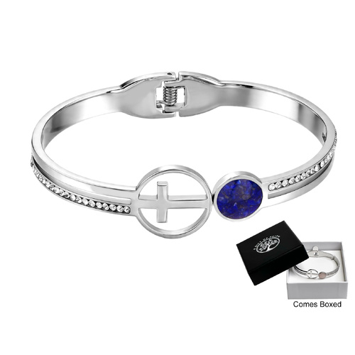 Bangle Hinged w/Cross & Lappis Stone