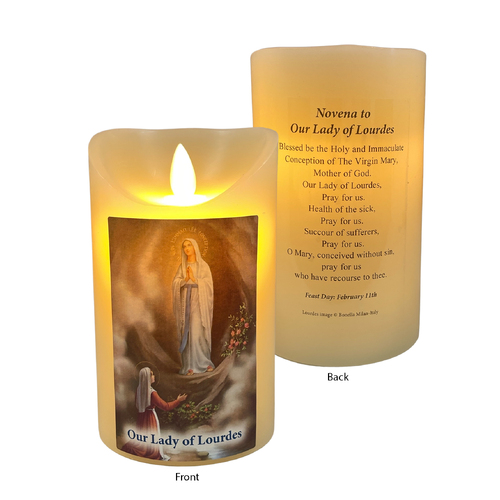 LED Wax Scented Candle - Our Lady of Lourdes