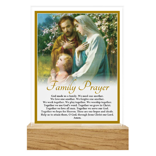 Precious Glass Plaque w/Stand - Holy Family