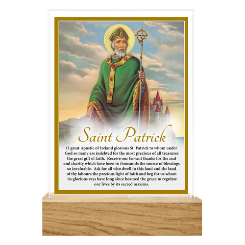 Precious Glass Plaque w/Stand - St Patrick