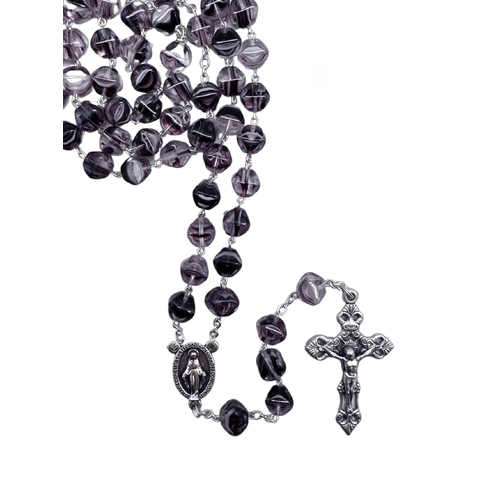 Glass Rosary Pyramid Beads [Colour: Purple]