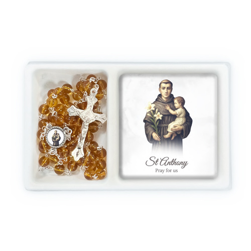 Rosary and Plaque Set - St Anthony