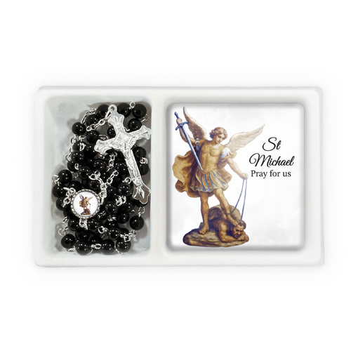 Rosary and Plaque Set - St Michael