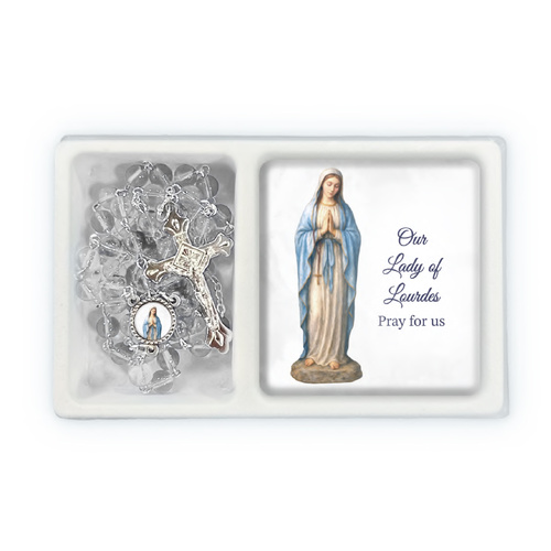Rosary and Plaque Set - Our Lady of Lourdes