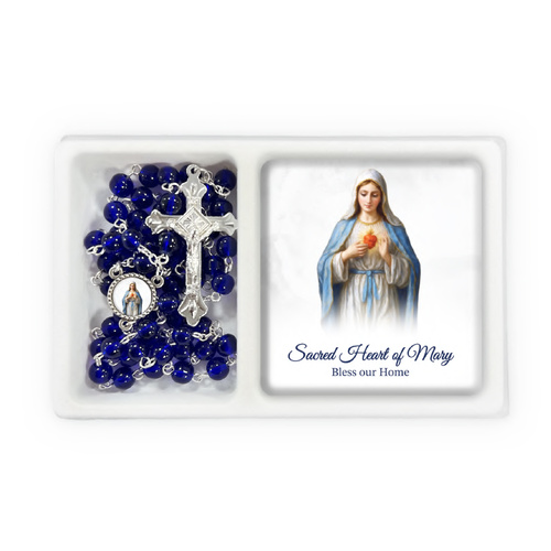 Rosary and Plaque Set - Sacred Heart of Mary