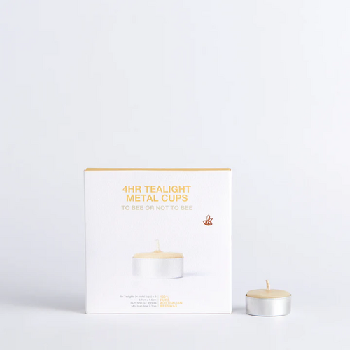 100% Beeswax Tealight Candles (Metal Cups) | 4 hour Burn Time