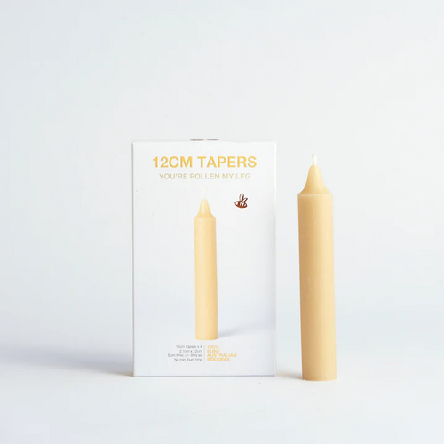 100% Beeswax Taper Candles 12cm high, 6 Hour Burn Time