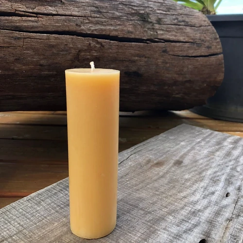 100% Beeswax Pillar Candle 12.5cm high (75mm), 90 hour burn time